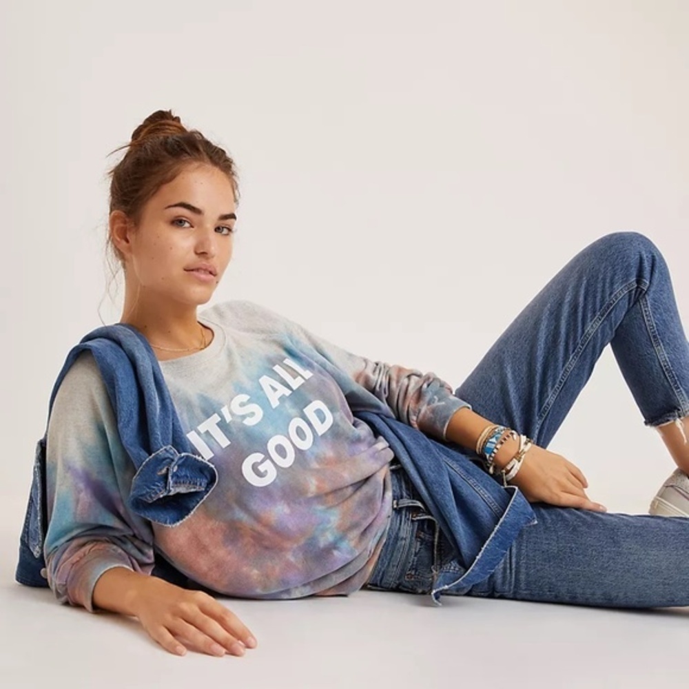 NWT Anthropologie Good hYOUman  It's All Good Tie-dyed Sweatshirt Small